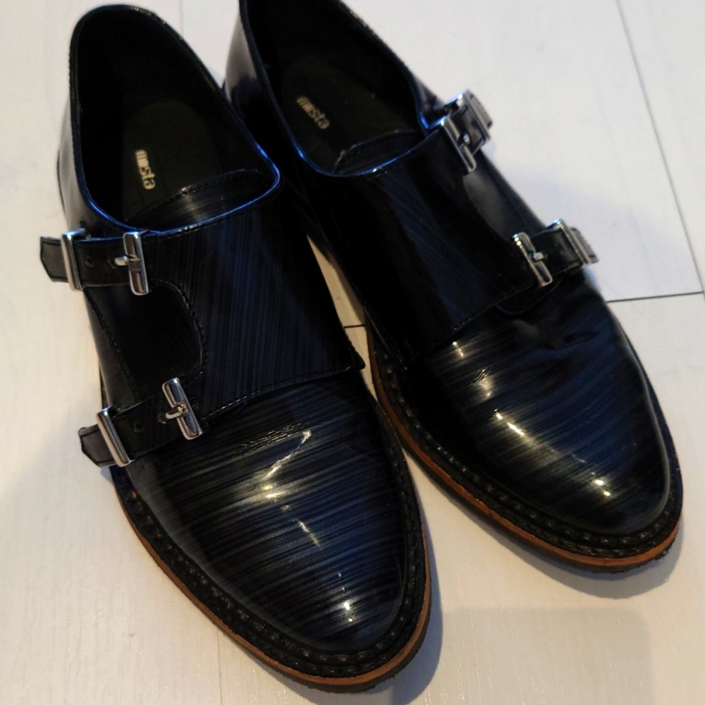 Patent Leather oxford black charcoal grey sz 36